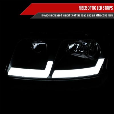 1999-2004 Jeep Grand Cherokee Factory Dual LED Bar Headlights Matt Black/Clear