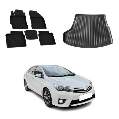 OMAC Floor Mats & Cargo Liners for Toyota Corolla 2014-2019 Sedan Black Rubber