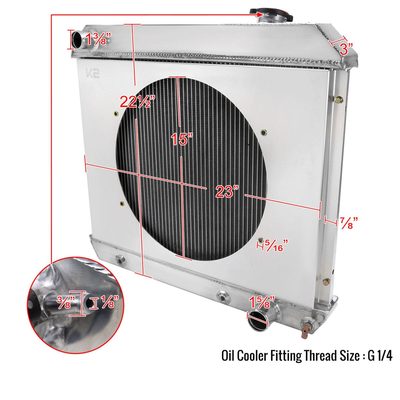 1963-1966 Pontiac Bonneville V8 3 Row Core Radiator with Fan Shroud