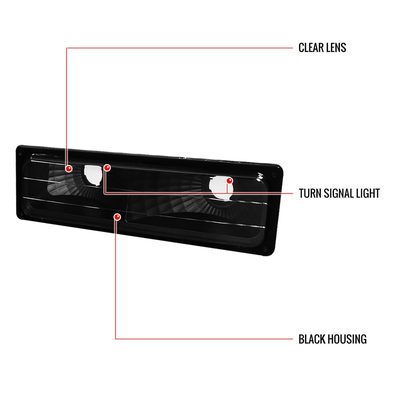1988-1999 Chevy C10/Suburban/Silverado/Sierra/Yukon Bumper Lights Matt Black