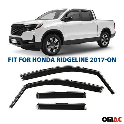 Clim Art Wind Deflectors for Honda Ridgeline 2017-2025 Shatterproof Smoke 4x