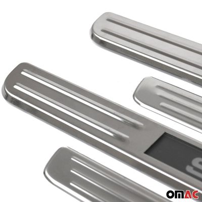 2013-2022 Mercedes A Class W176 W177 V177 Door Sill Scuff Plate Illuminated Sport Stainless Steel Silver 4 Pcs