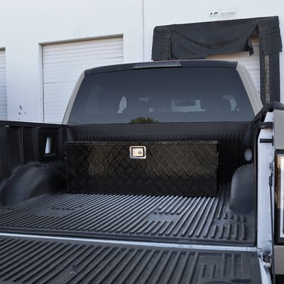 Universal 44" Heavy Duty Black Aluminum Tool Box w/ Side Handles Lock & Keys