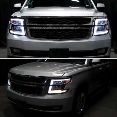 For Chevrolet Tahoe 2015-2020 Full LED DRL Sequential Headlights Matte Black Housing Clear Lens