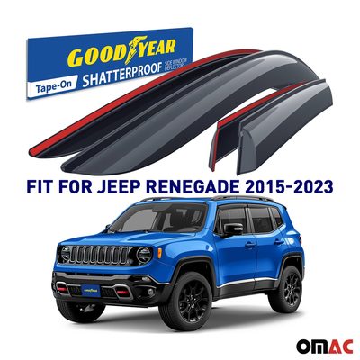 Goodyear Wind Deflectors for Jeep Renegade 2015-2023 Tape-On Premium Smoke 4 pcs