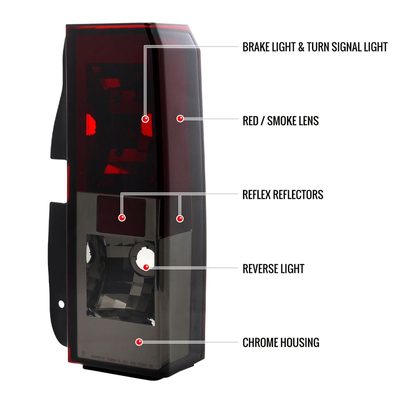 2005-2010 Hummer H3 Tail Lights Chrome Housing/Red Smoke Lens