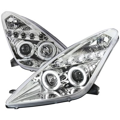 2000-2005 Toyota Celica Dual Halo Projector Headlights Chrome/Clear Lens