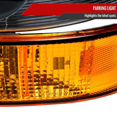 2003-2023 Chevy Express/GMC Savana Factory Headlights Amber Bumper Lamp Black