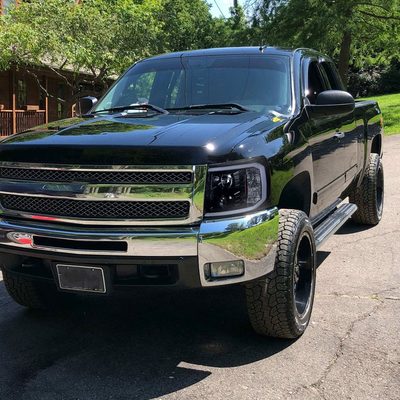 2007-2013 Chevy Silverado 1500/2500HD 3500HD LED C-Bar Headlights Glossy Black