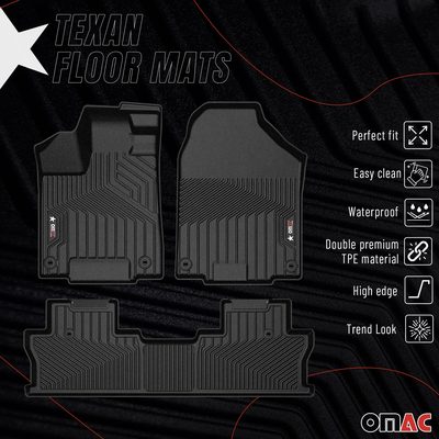2017-2026 Honda Ridgeline Premium Floor Mats Liners First and Second Row Set