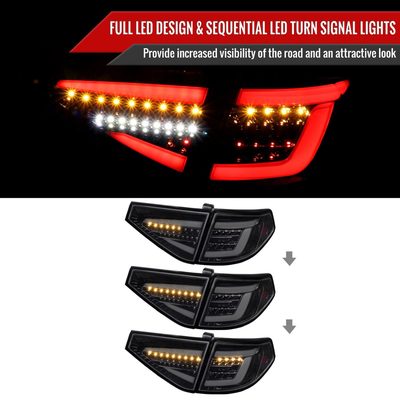 2008-2014 Subaru Impreza WRX HB LED Tube Tail Lights Glossy Black/Dark Smoke