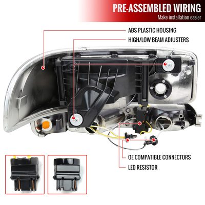 1999-2006 GMC Sierra/Yukon/Yukon XL Headlights&Signal Bumper Lights Chrome