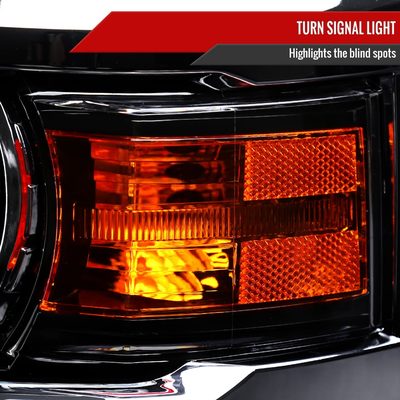 2014-2015 Chevy Silverado 1500 Projector Headlights Glossy Black/Clear Lens
