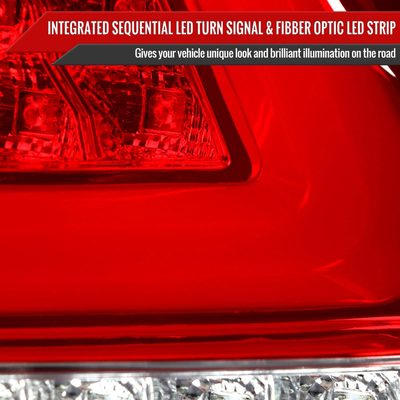 2015-2021 Subaru WRX Sequential White Bar LED Tail Lights Chrome/Red Lens