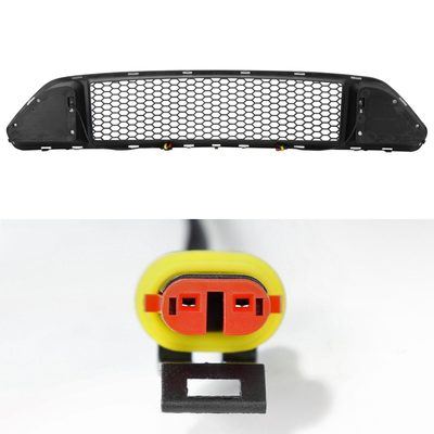 2015-2017 Ford Mustang Black ABS Mesh Grille w/ Dual Integrated LED Bar