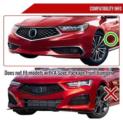 2018-2021 Acura TLX Glossy Black 3Pcs Front Bumper Lip Splitter Kit