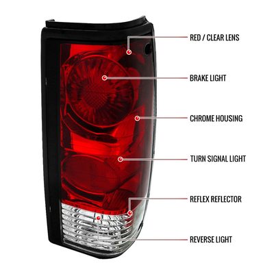 1982-1994 Chevy S10/Blazer GMC S15/Sonoma Tail Lights Chrome/Red Clear Lens