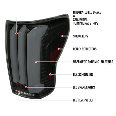 2007-2013 Toyota Tundra Sequential White LED Bar Tail Lights Matte Black/Smoke