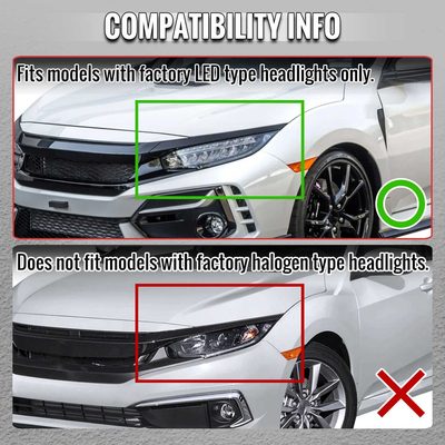 For Honda Civic 2016-2021 Full LED Projector Headlights Sequential DRL Black Smoked Lens Glossy