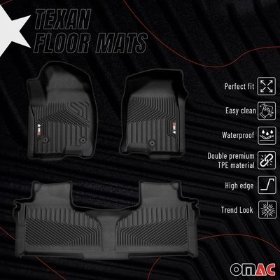 2021-2026 Cadillac Escalade Premium Floor Mats Liners First and Second Row Set Black