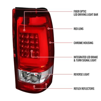 2003-2006 Chevy Silverado LED Tail Lights - G2 Chrome Housing/Red Clear Lens