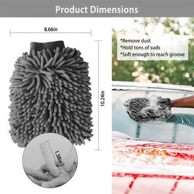 WASH&WHIPS Microfiber Chenille Car Cleaning Mitt - 2pk
