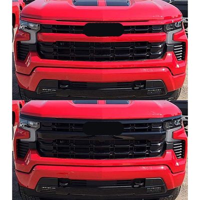 2022-2025 Chevrolet Silverado 1500 Grille Overlay Gloss Black 4Pcs ABS Plastic