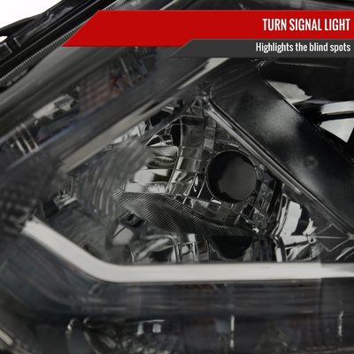 2014-2016 Nissan Rogue LED Strip Factory Style Headlights Chrome/Smoke Lens
