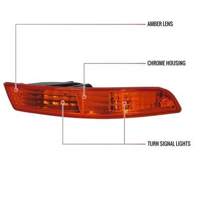 1994-1997 Accura Integra Bumper Lights Chrome Housing/Amber Lens