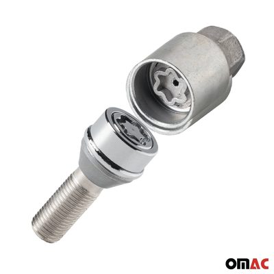 Wheel Lock Kit for Land Rover Range Rover Sport M14X1,5 Silver 4Locks & 1Key