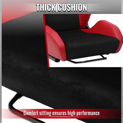 Universal Racing Seat Red Pu Leather Charcoal Gray Suede With Double Red Stitch