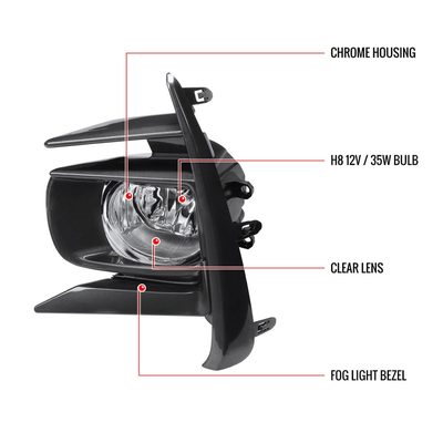 2018-2019 Toyota Sienna H11 Fog Lights Kit Chrome Housing/Clear Lens