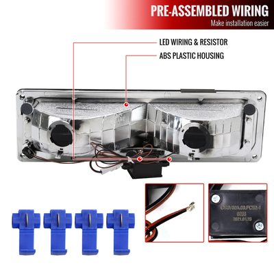 1988-1998 Chevy C10 GMC C/K LED Strip Bumper Corner Signal Lights Chrome/Smoke