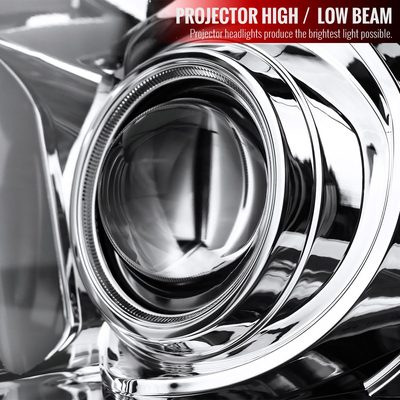 2005-2009 Ford Mustang LED Bar Projector Headlights Chrome/Clear Lens