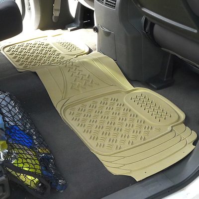 Universal fit Rubber Car Floor Mats Trunk Cargo Liner All Weather 4Pcs Beige