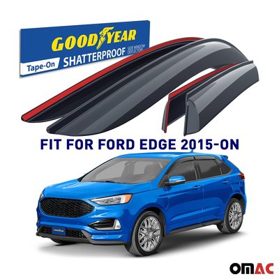 Goodyear Wind Deflectors for Ford Edge 2015-2025 Tape-On Shatterproof Smoke 4x
