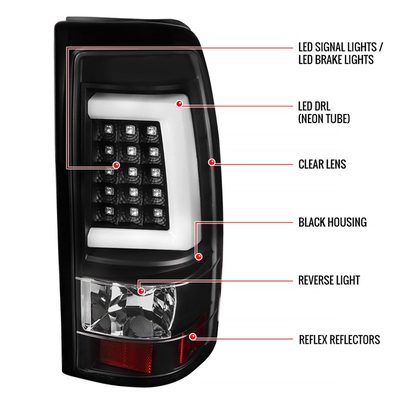 1999-2002 Chevy Silverado/ 99-2006 GMC Sierra LED Tail Lights - G2 Matt Black