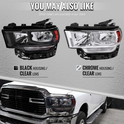 For Dodge RAM 2500 3500 2019-2024 Factory Style Crystal Headlight Driver Side Only Black Housing Clear Lens