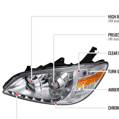 2004-2005 Honda Civic Projector Headlights w/ LED Light Strip Chrome/Clear