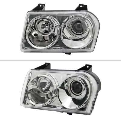 2005-2010 Chrysler 300 Base/LX/Touring Projector Headlights Chrome/Clear Lens