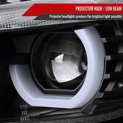 2012-2015 BMW F30 3 Series Sedan Dual U-Bar Headlights LED Signal Lights Black
