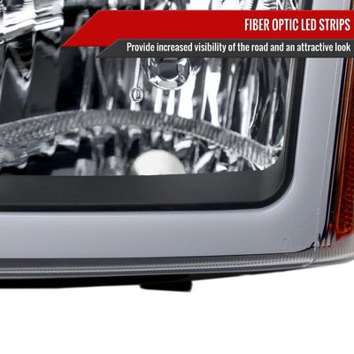 2003-2007 Chevy Silverado /2002-2006 Avalanche LED Bar Factory Headlights Black