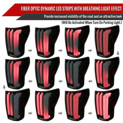 2007-2013 Toyota Tundra Sequential White LED Bar Tail Lights Matte Black/Smoke