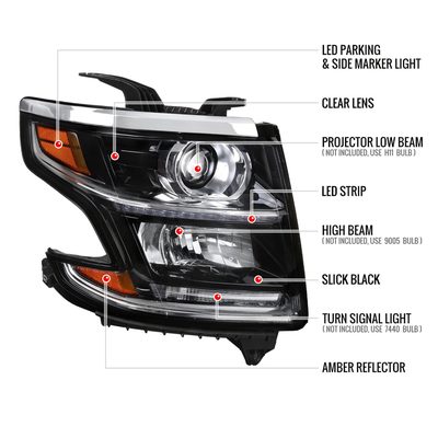 2015-2020 Chevy Tahoe Suburban/ 3500HD LED Projector Headlight Passenger Side