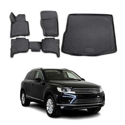 2011-2018 VW Touareg Floor Mats & Cargo Liner Full Set All Weather Black