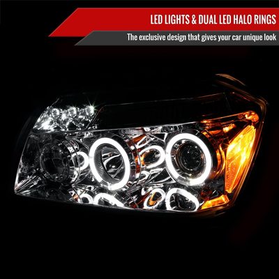2005-2007 Dodge Magnum Dual Halo Projector Headlights Chrome/Clear Lens