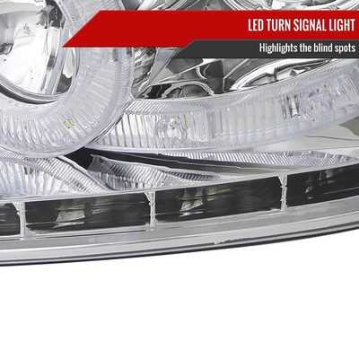 2004-2008 Ford F-150/ Lincoln Mark LT Halo Headlights LED Light& Signal Chrome