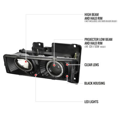 1988-1999 Chevy C/K C10/Blazer/Tahoe/Sierra/Silverado Dual Halo Headlights