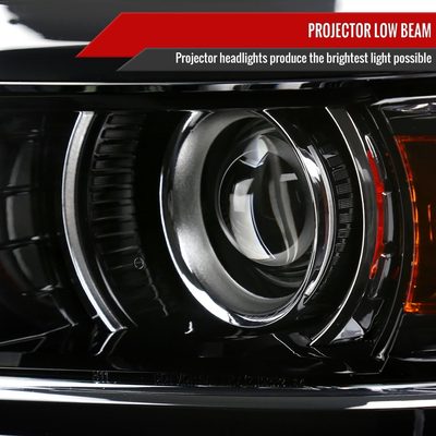 2014-2015 Chevy Silverado 1500 Projector Headlights Glossy Black/Clear Lens