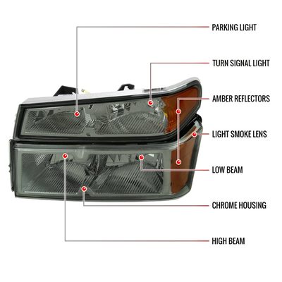 2004-2012 Chevy Colorado /Canyon Isuzu I-Series Headlights Chrome/Light Smoke